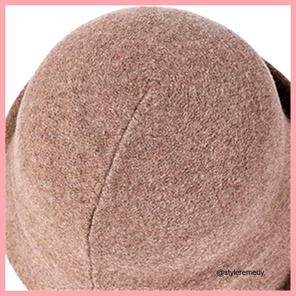 Wool Blend Vintage Bucket Hat with Adjustable Drawstring for Fall Winter